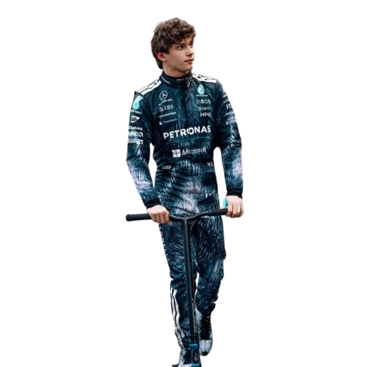 Kimi Antonelli 2026 Japanese GP grand prix suit, displaying the fitted one-piece cut with elasticated cuffs and a soft collar. Ideal F1 fan attire for supporters who want to wear the spirit of the grid on race day.