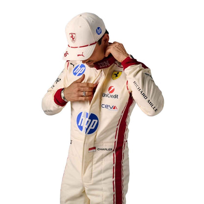 Charles Leclerc 2026 Monaco GP grand prix suit, with vivid printed detailing that stays true to the grand prix design. A great F1 cosplay outfit for fans heading to a grand prix, a karting session or a themed party.