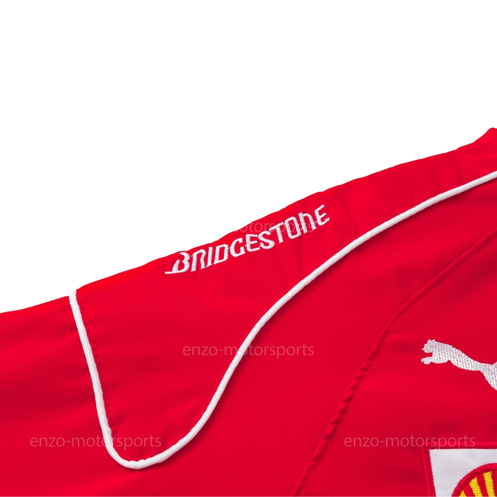 Michael Schumacher tribute jacket showing elasticated cuffs and a soft Velcro collar. Old-school racing style for race weekends and fan gatherings.