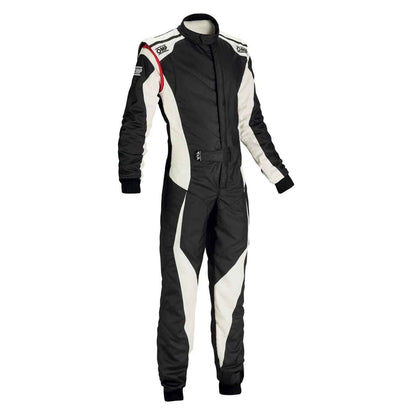 OMP Tecnica Evo Black and White Go Kart Jumpsuit