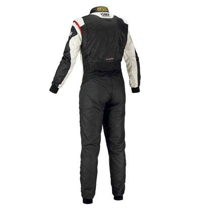 OMP Tecnica Evo Black and White Go Kart Jumpsuit