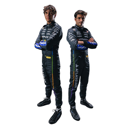 Alex Albon 2025 Las Vegas GP racing costume, presented with detailed logo placement along the arms and legs. Ideal F1 fan attire for supporters who want to wear the spirit of the grid on race day.