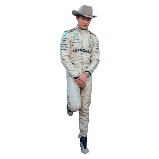 Kimi Antonelli 2025 US GP Austin grand prix suit, showing sharp sponsor-style graphics across the chest and sleeves. Racing attire built to turn heads in the grandstand, at the kart track or at a costume event.