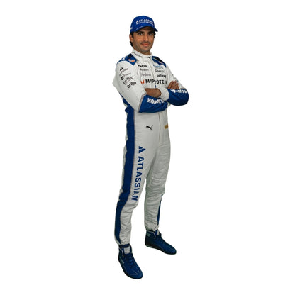 Replica Racing Costume Carlos Sainz USA Grand Prix 2025 in Williams race styling, laid out to show the printed racing number, belt panel and stretch inserts. Stylish race day attire made for race weekends, kart track days and cosplay events alike.