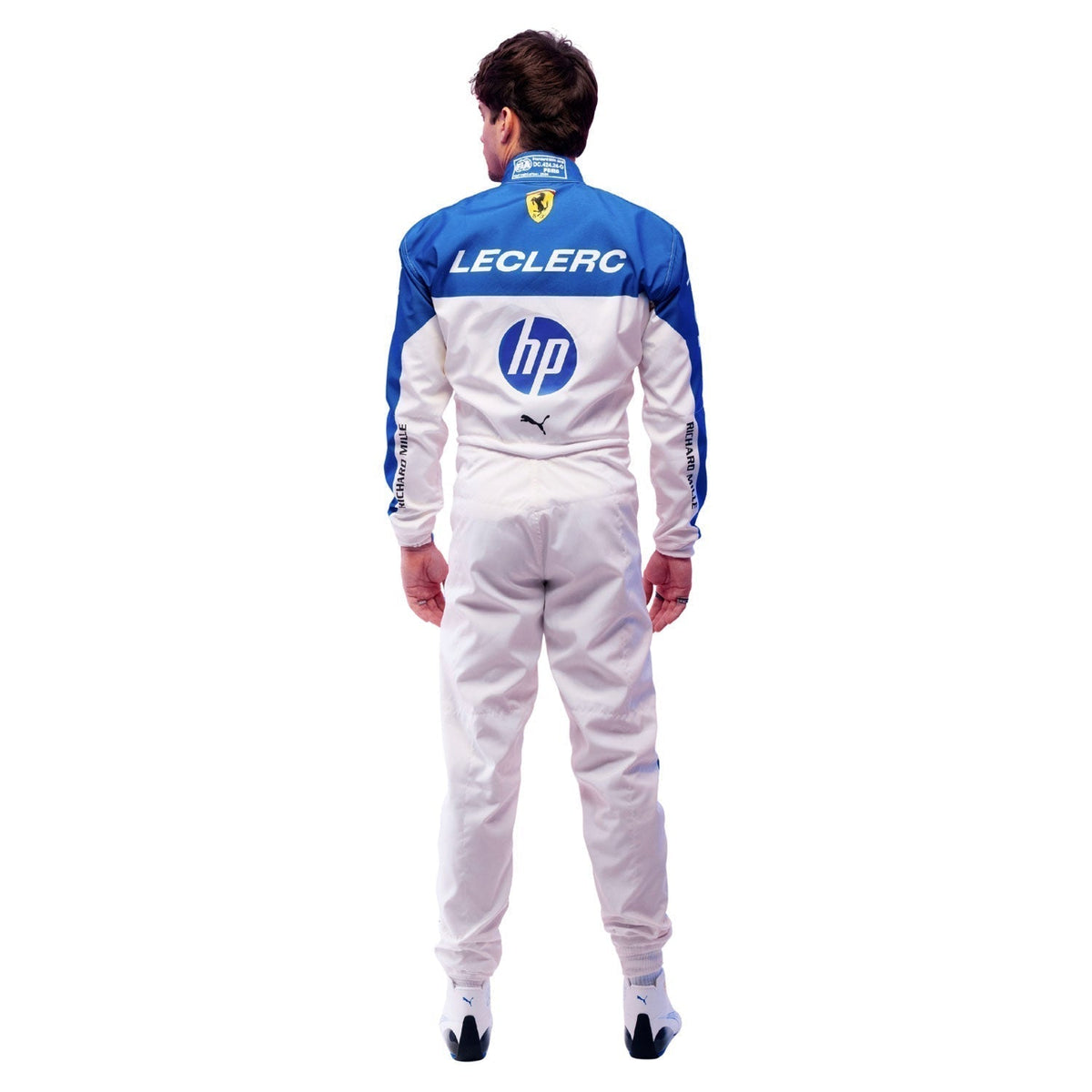 Charles Leclerc 2025 Miami GP grand prix suit, showcasing the full-length zip, shoulder epaulettes and race-day silhouette. A head-turning cosplay outfit for F1 conventions, parties and race day meetups.
