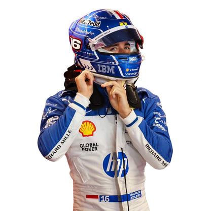 Printed Ferrari 2025 racing outfit for Charles Leclerc fans, capturing the smooth Cordura outer shell and clean printed finish. A standout motorsport cosplay outfit and gift for any fan, karter or collector.