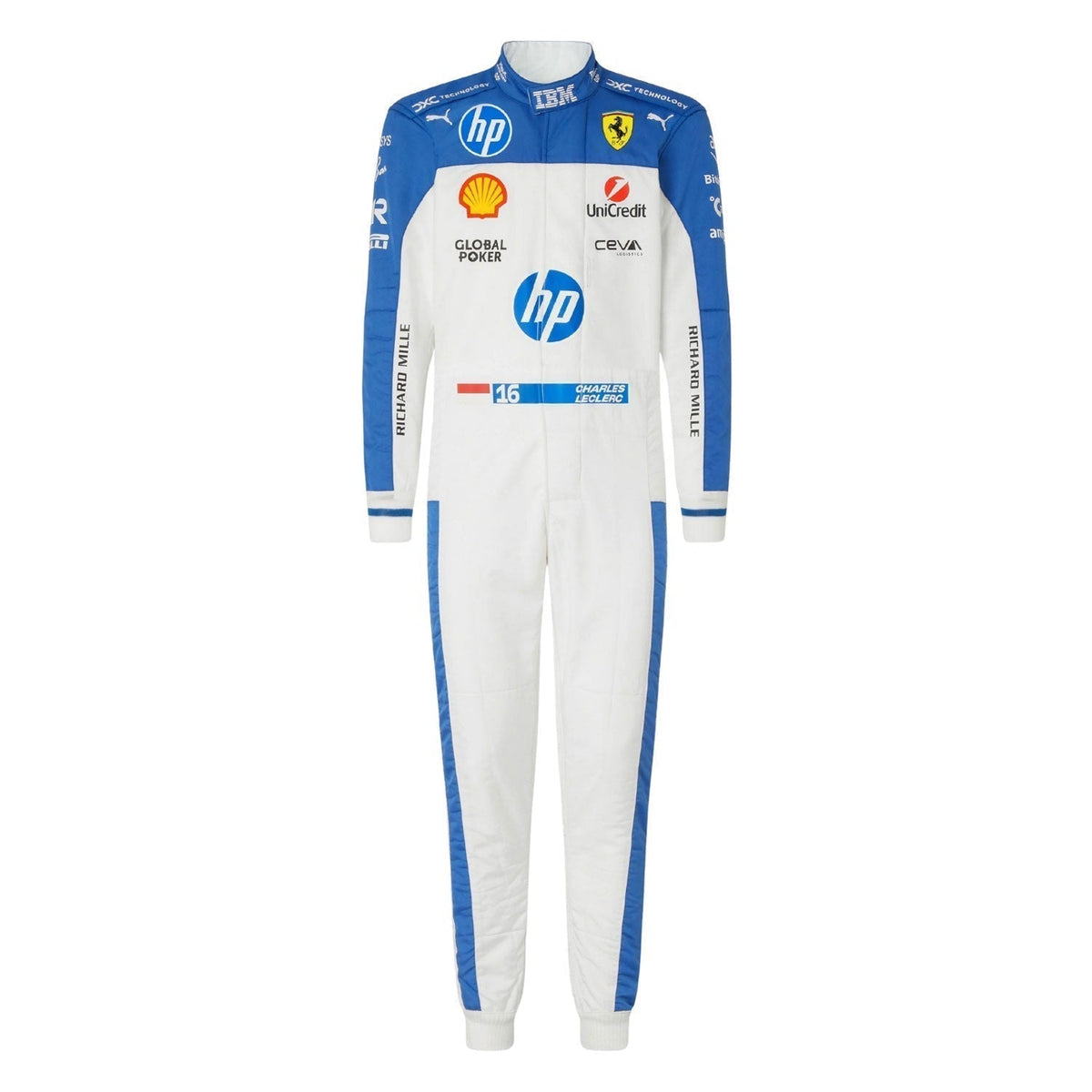 Charles Leclerc inspired motorsport jumpsuit, revealing the flexible elastic panel and tailored motorsport fit. A comfortable racing jumpsuit for F1 fans, kart track days and themed parties.