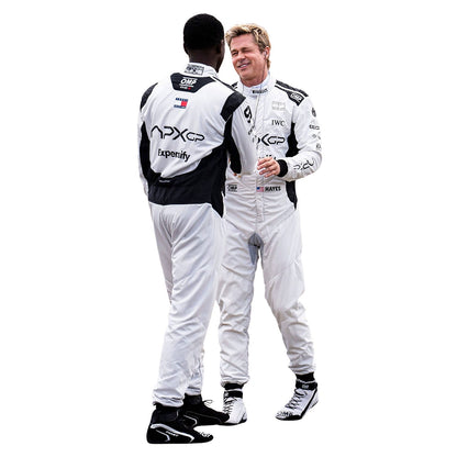 Joshua Pearce inspired motorsport jumpsuit, laid out to show the printed racing number, belt panel and stretch inserts. Perfect grand prix attire for fans who want a race-ready look at the circuit or at home.
