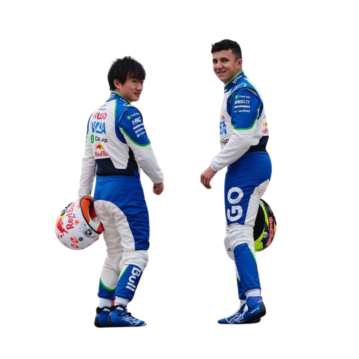 Isack Hadjar 2025 season racing costume, featuring layered stripes, driver name styling and contrast panels. A bold motorsport jumpsuit that makes a great cosplay outfit on grand prix weekend.