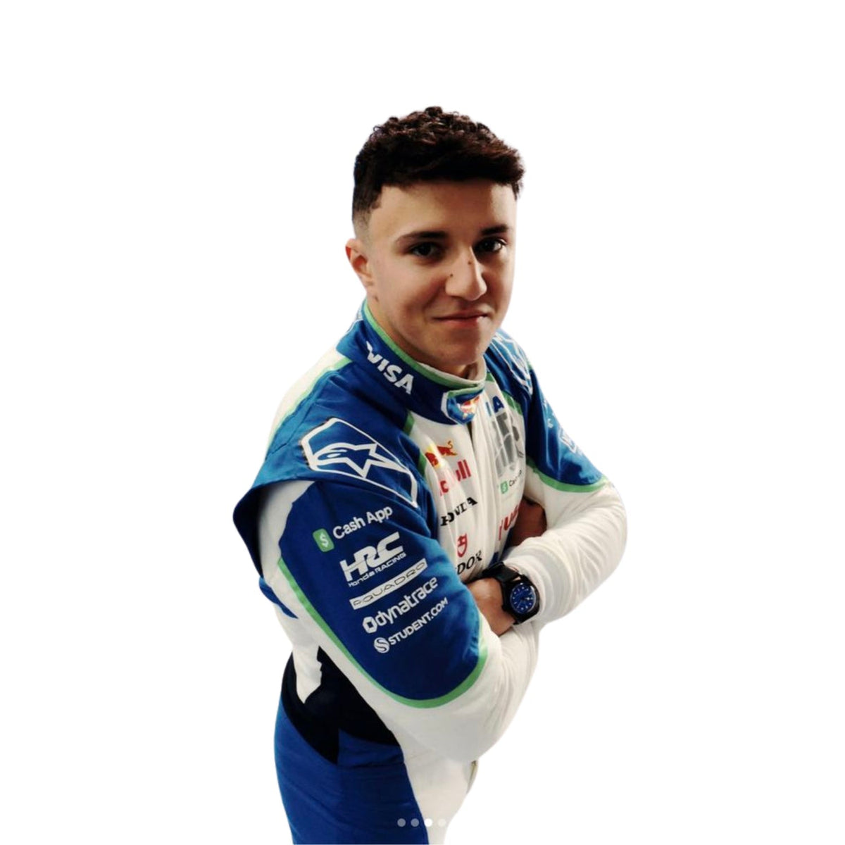 Isack Hadjar inspired motorsport jumpsuit, with vivid printed detailing that stays true to the grand prix design. Stylish racing attire for fans who want to dress like the grid on grand prix weekend.