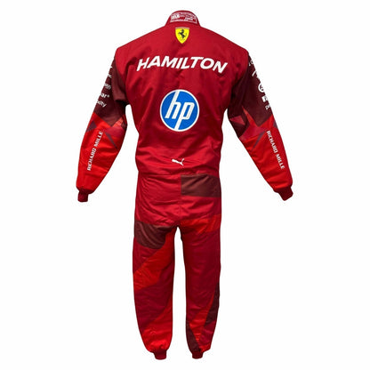 Lewis Hamilton 2025 Las Vegas GP racing costume, capturing the smooth Cordura outer shell and clean printed finish. Stylish race day attire made for race weekends, kart track days and cosplay events alike.